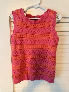 Freshman Pink & Orange Crochet Tank Top - Size S (7)